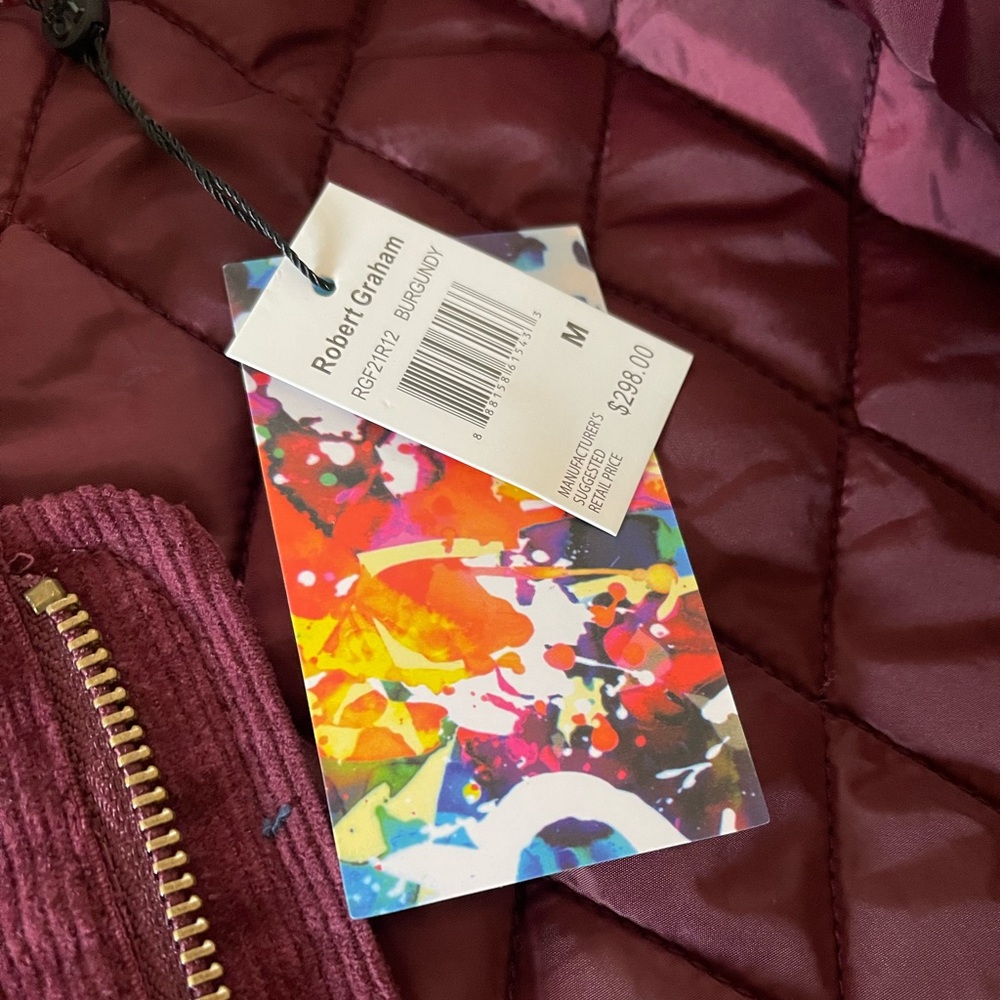 Robert Graham Burgundy Quilted Jacket with Gold Zipper